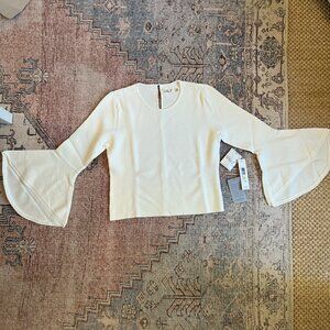 NWT Eliza J Bell Sleeve Ivory Crop Top, Size M